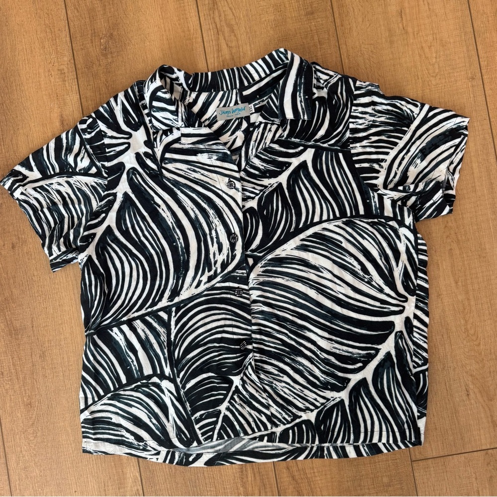 Vintage Jams World  Zeeleef Tropical Leaf Rayon Hawaiian Shirt Size 2XL